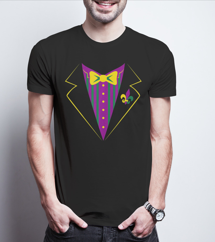 Funny Mardi Gras Tuxedo Party Celebration Fleur-de-lis T-Shirt