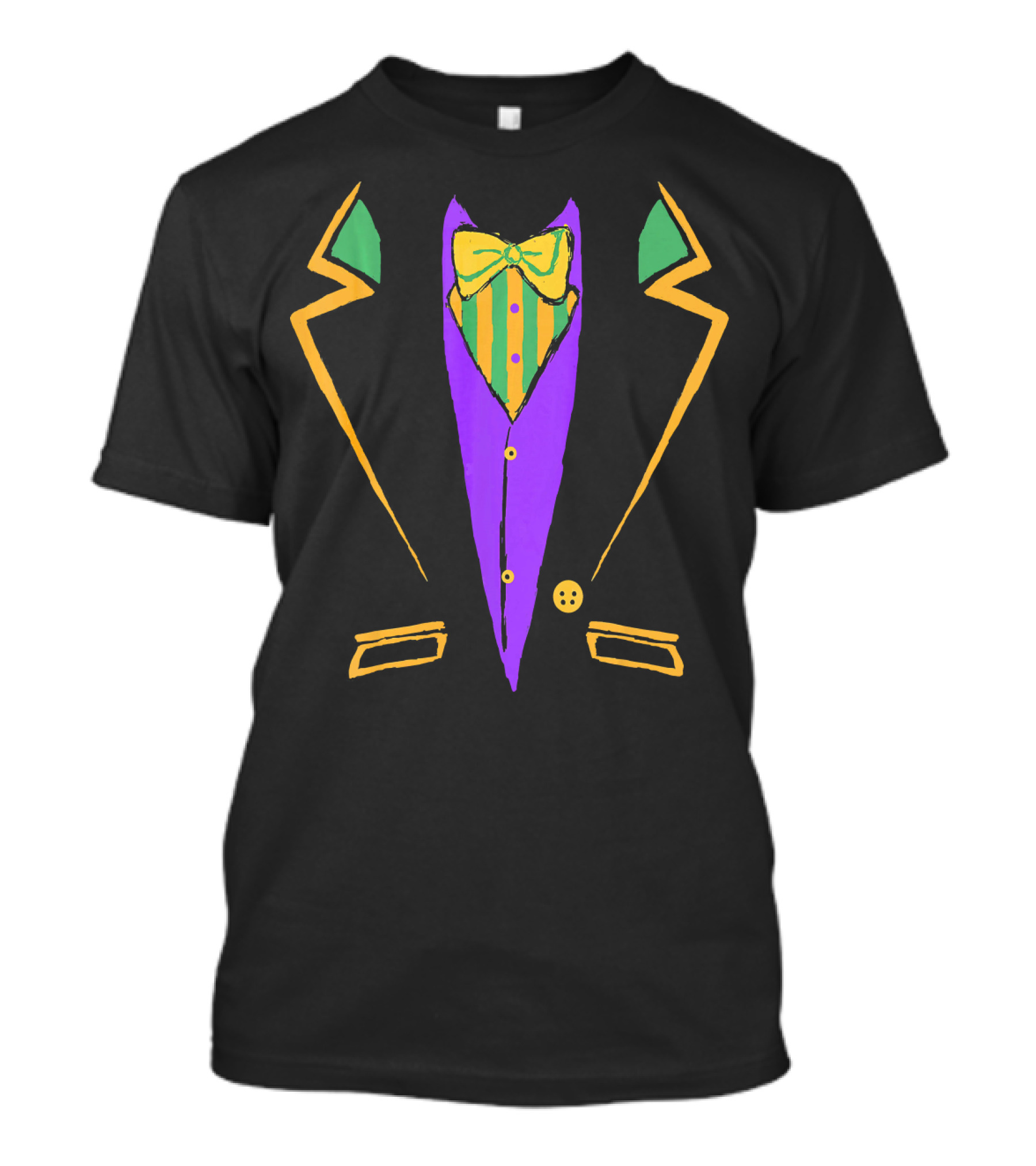 Funny Mardi Gras Tuxedo Costume Carnival With Bow Tie T-Shirt