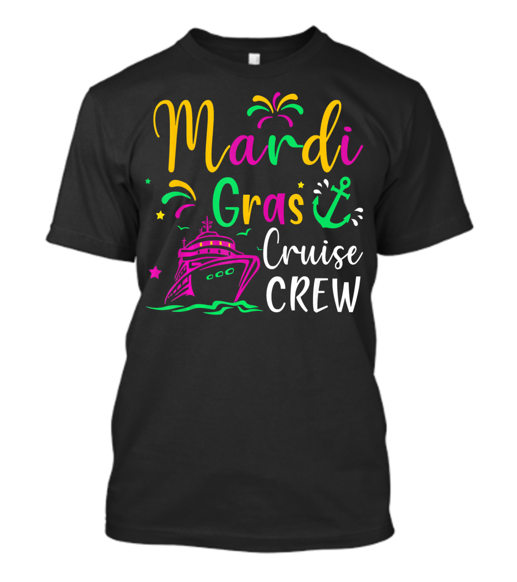 Mardi Gras Cruise Crew Funny Anchor Fireworks Ship T-Shirt
