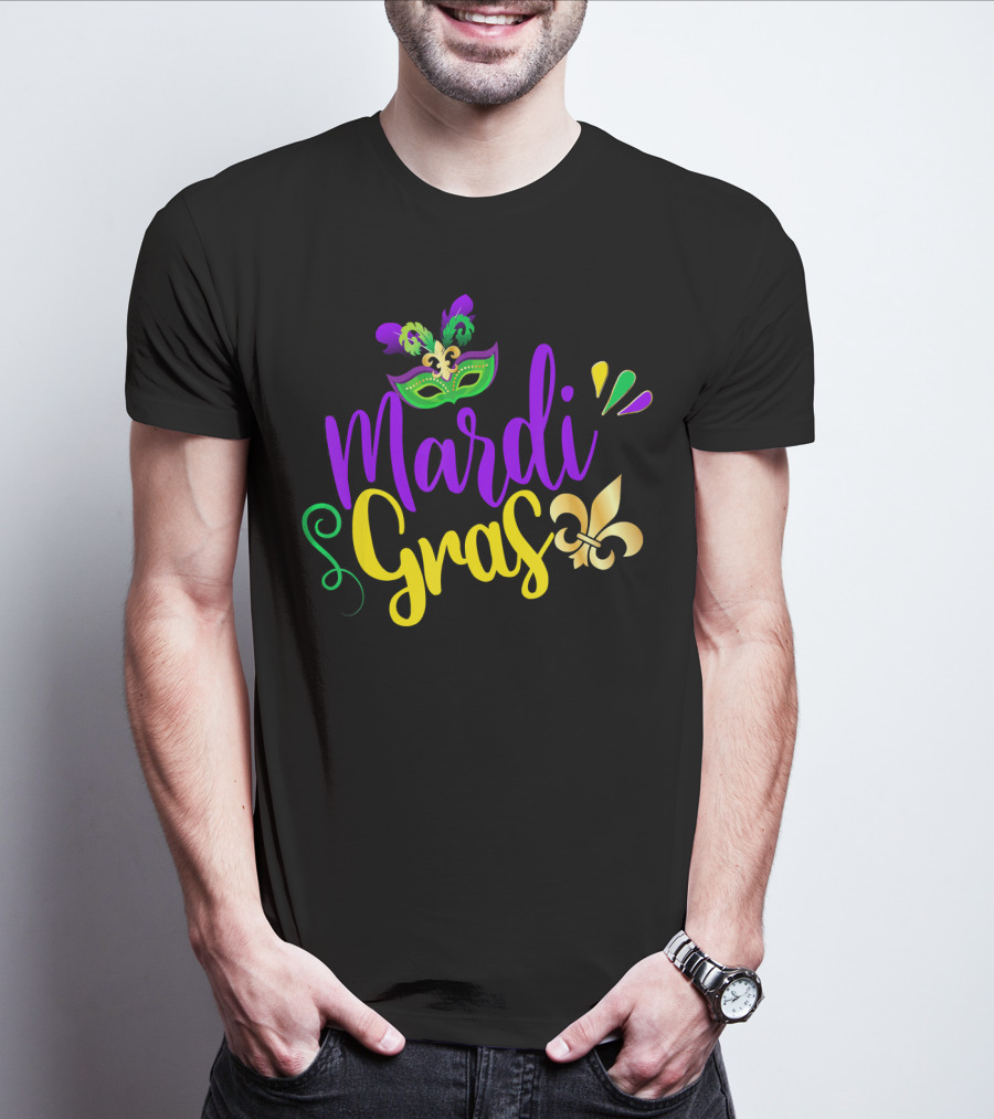Mardi Gras Fleur-de-Lis Mask New Orleans Louisiana T-Shirt