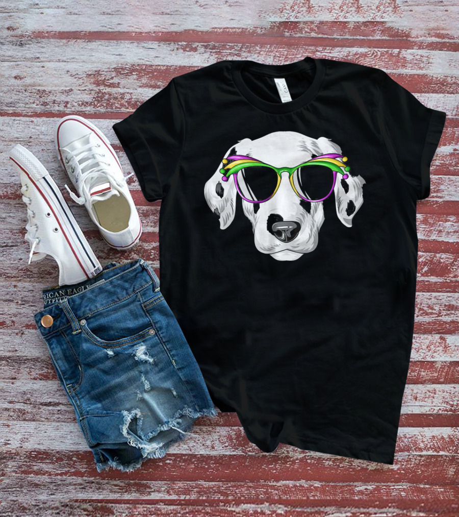 Dalmatian Mardi Gras Carnival Mask Dalma Glasses T-Shirt