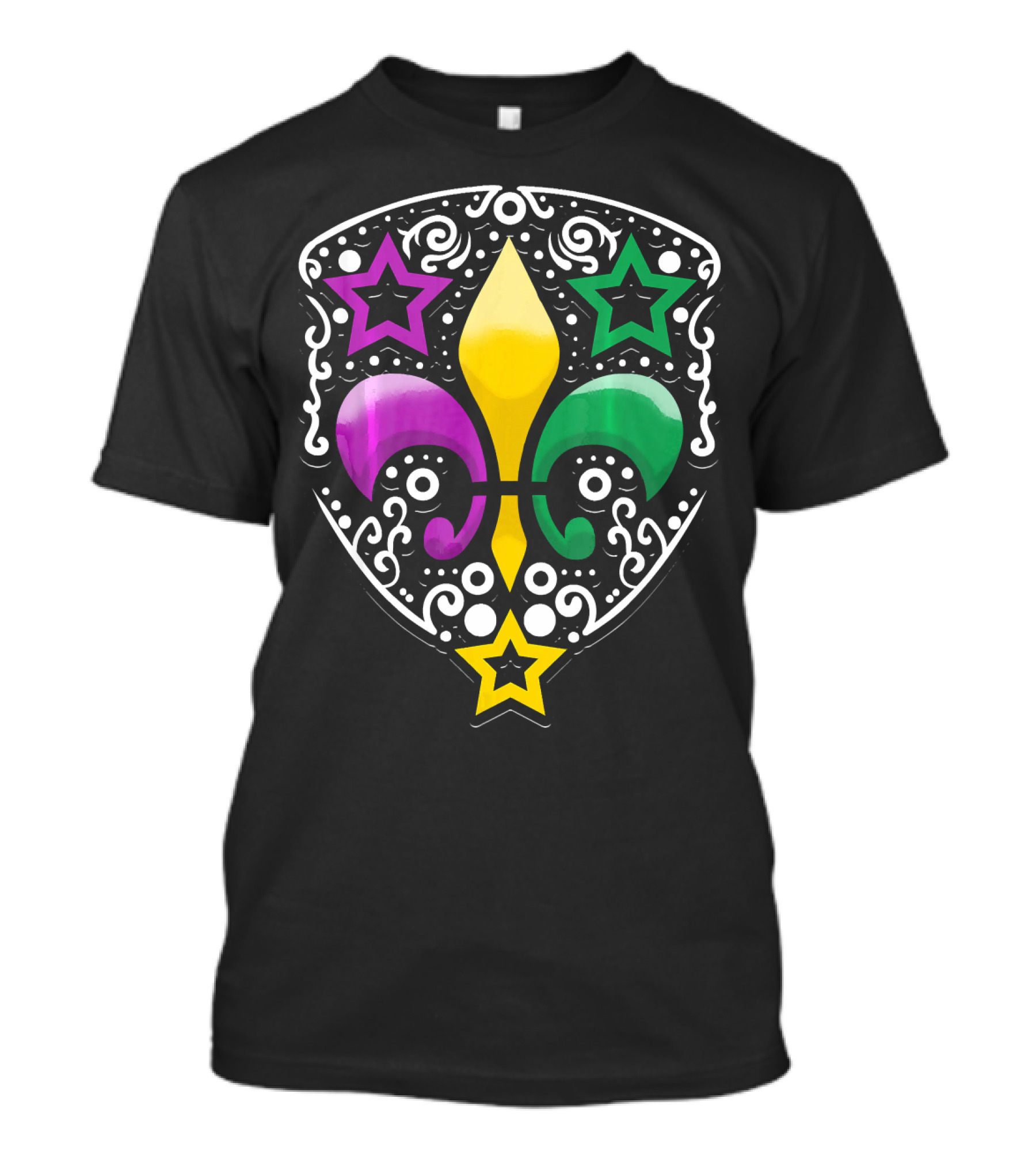 Mardi Gras Fleur De Lis Colorful Stars Lily T-Shirt