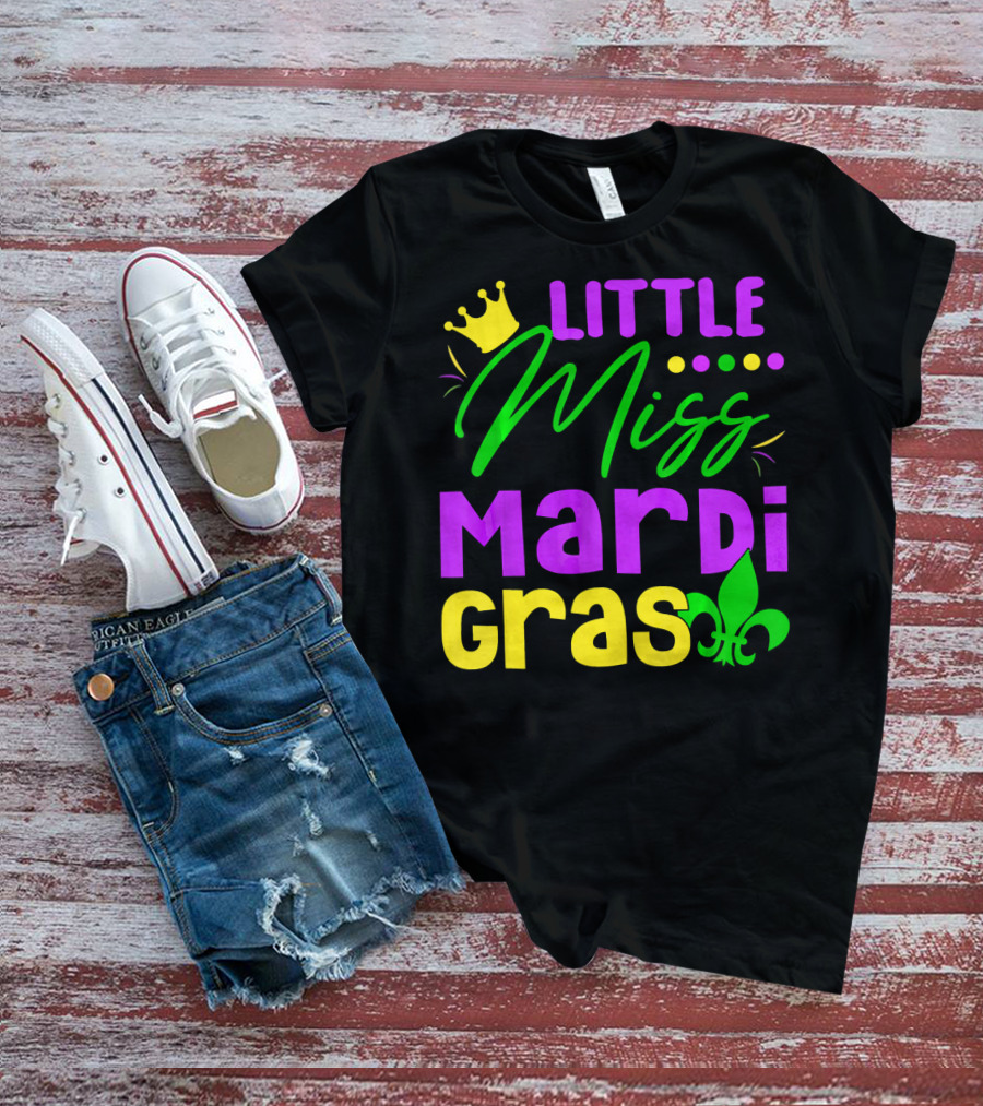 Little Miss Mardi Gras Fleur-de-Lis Crown Carnival T-Shirt