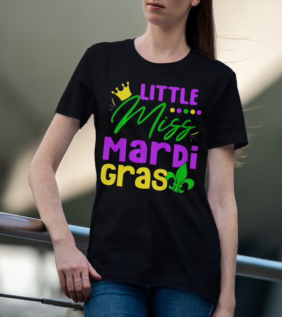 Little Miss Mardi Gras Fleur-de-Lis Crown Carnival T-Shirt