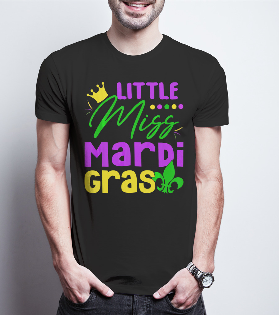 Little Miss Mardi Gras Fleur-de-Lis Crown Carnival T-Shirt