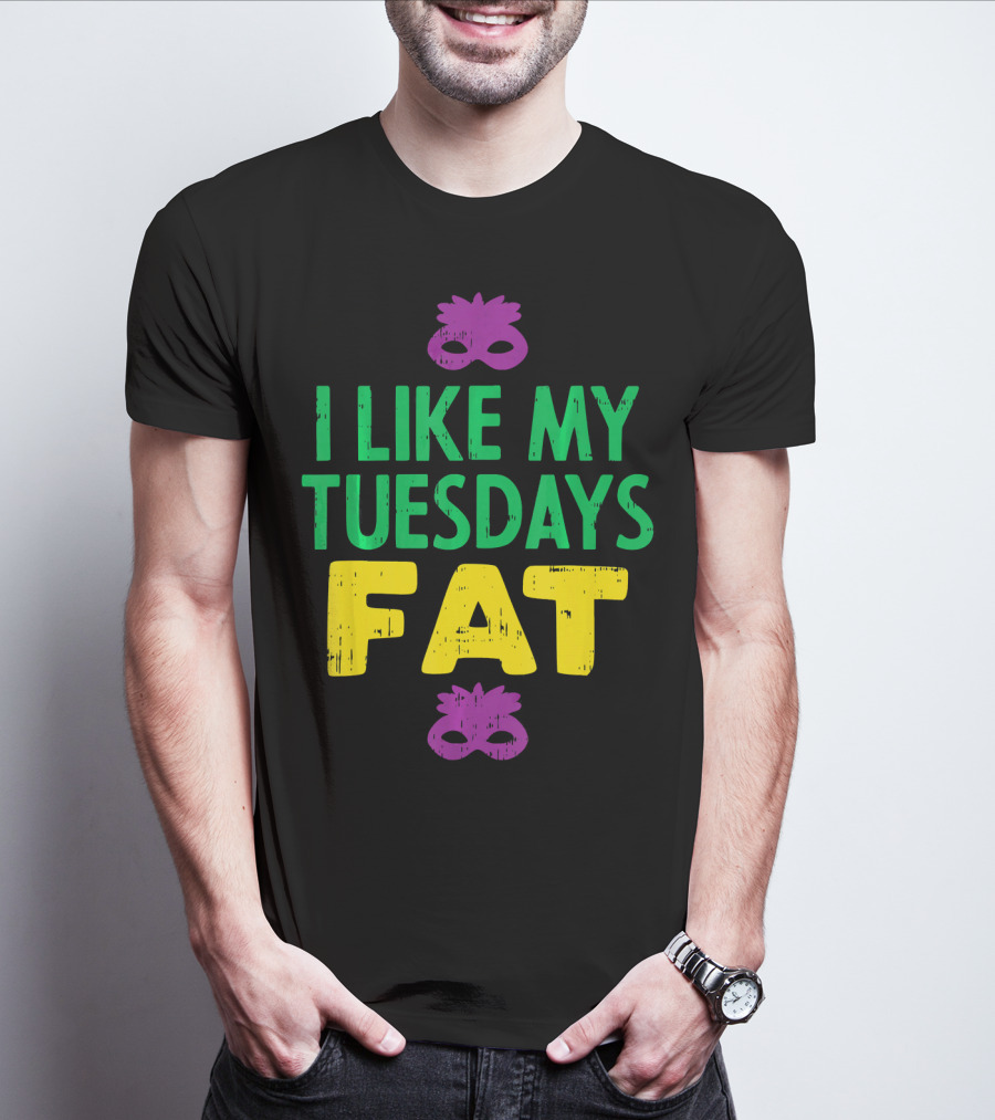 I Like My Tuesdays Fat Mardi Gras Jester Mask T-Shirt
