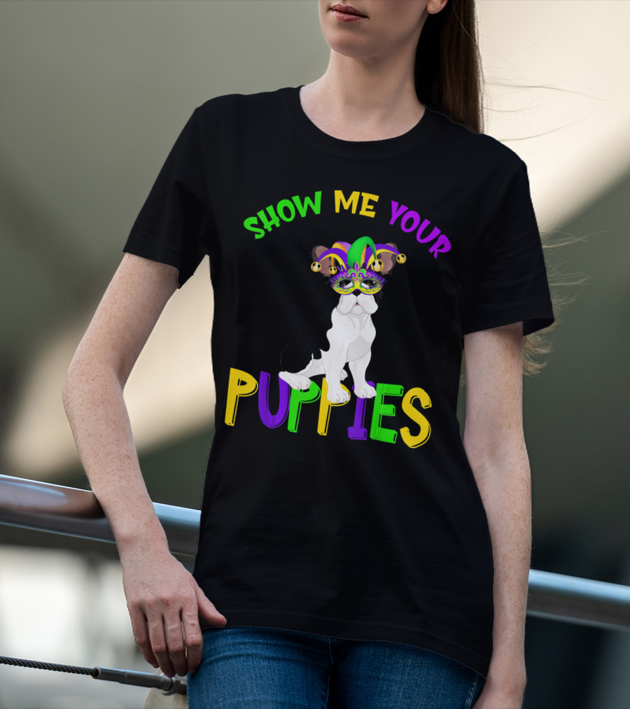 Show Me Your Puppies French Bulldogs Jester Hat T-Shirt