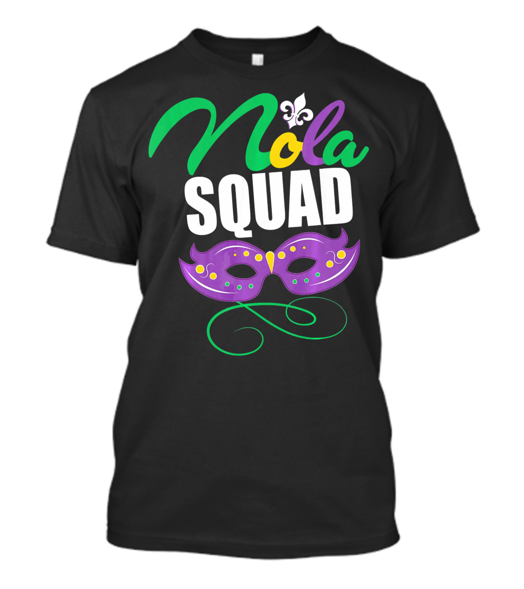 Nola Squad Mardi Gras New Orleans Purple Mask Fleur-de-Lis T-Shirt