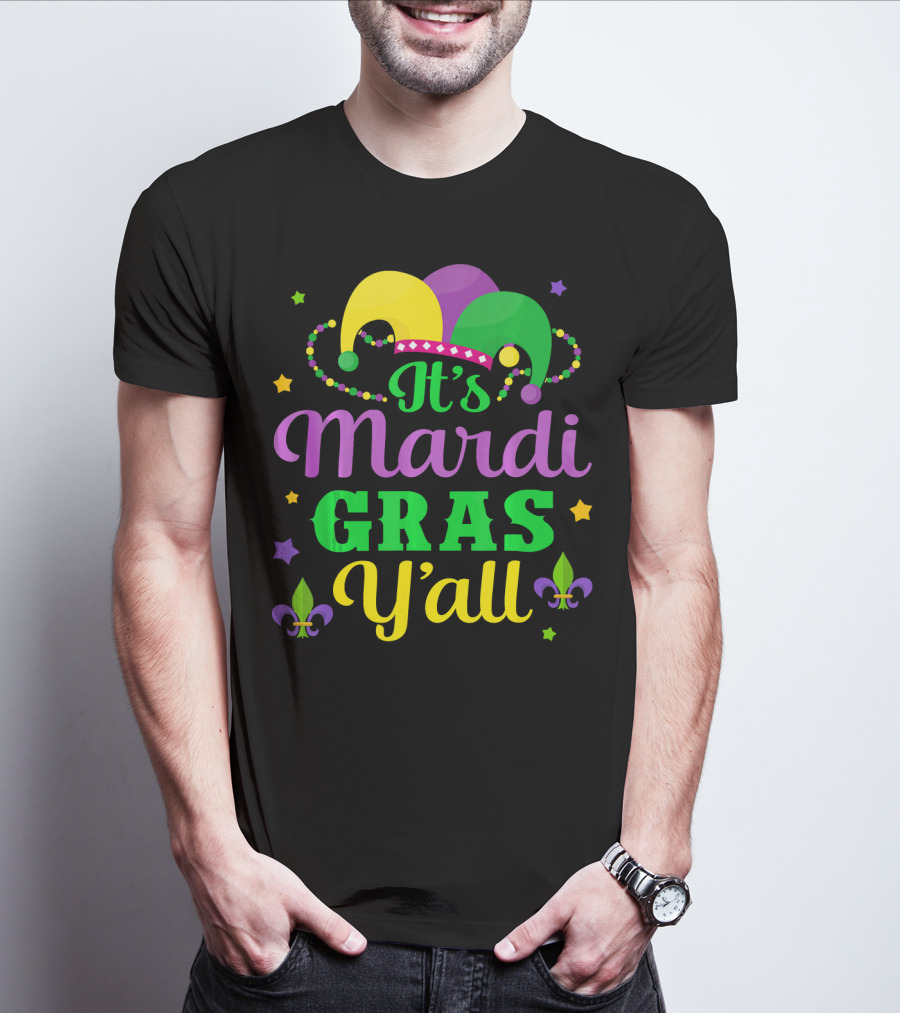 It's Mardi Gras Y'all Jester Hat Fleur-de-lis Stars T-Shirt