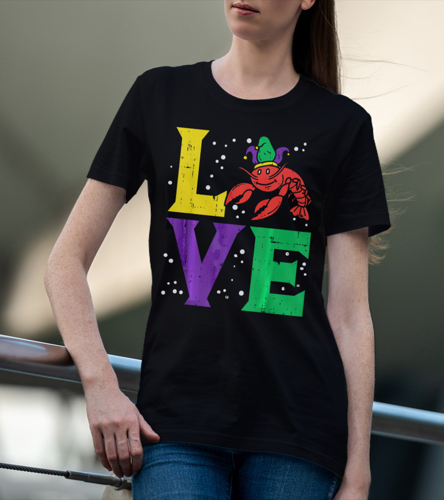 Love Crawfish Jester Hat Mardi Gras T-Shirt