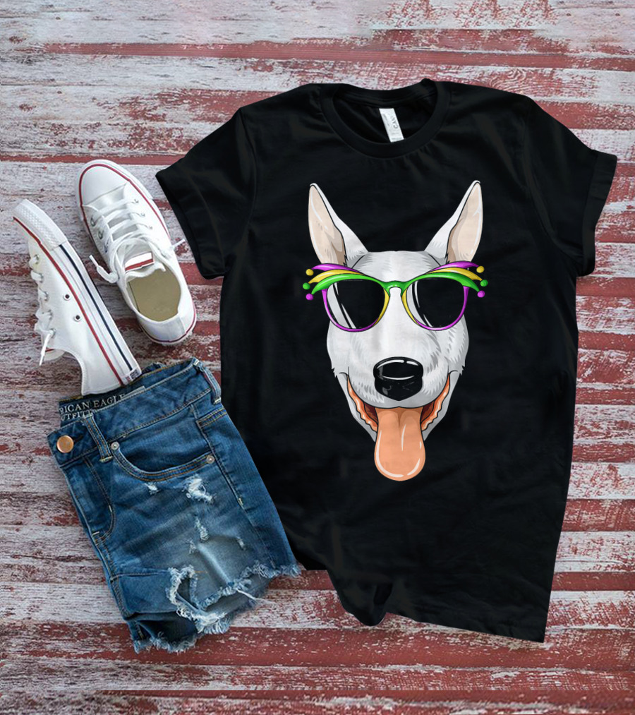 Bull Terrier Mardi Gras Carnival Sunglasses Mask T-Shirt