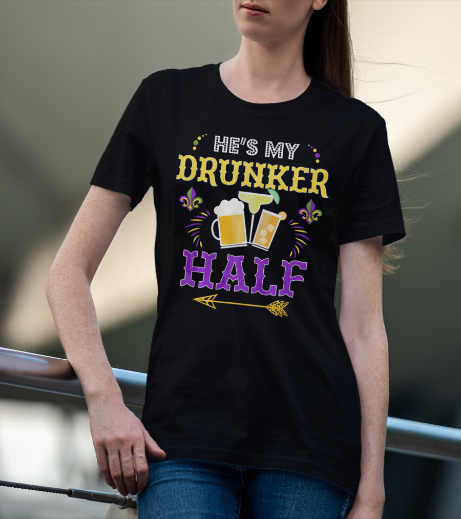 He's My Drunker Half Beer Cocktails Fleur-de-Lis Arrow T-Shirt
