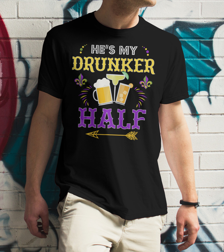 He's My Drunker Half Beer Cocktails Fleur-de-Lis Arrow T-Shirt