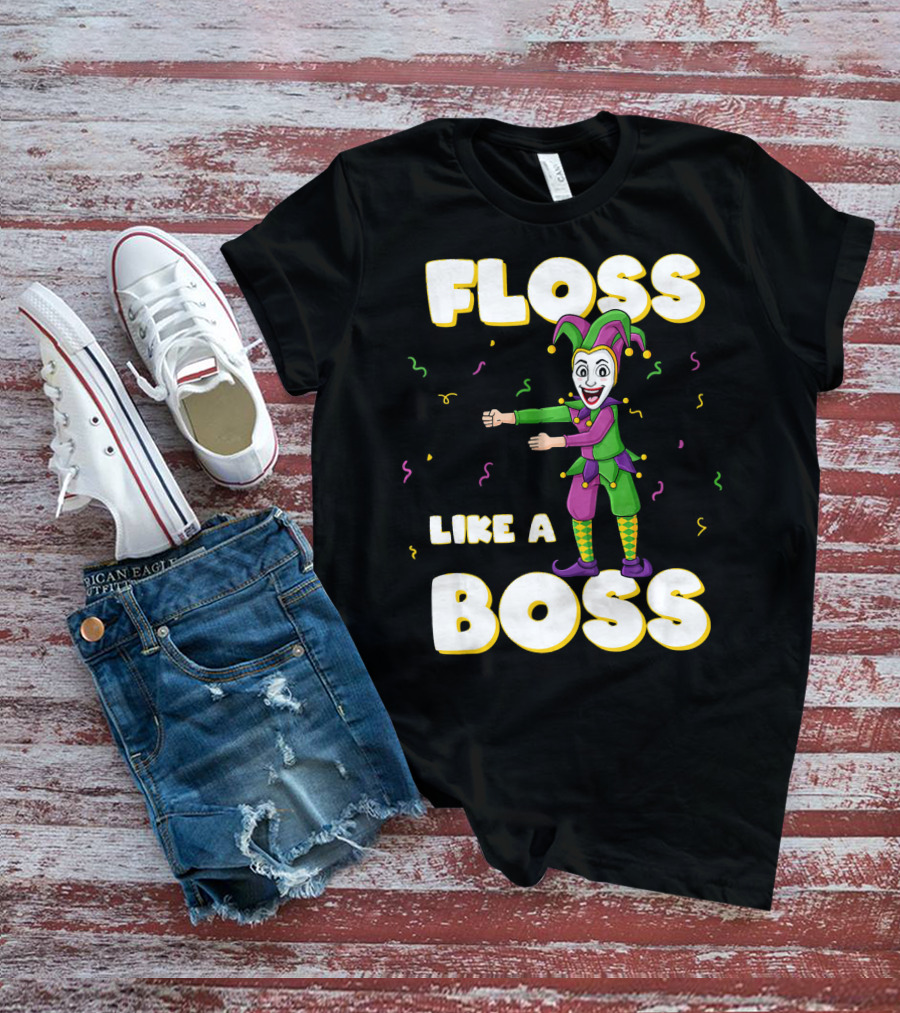 Floss Like A Boss Mardi Gras Joker Floss Jester Festive Dance T-Shirt
