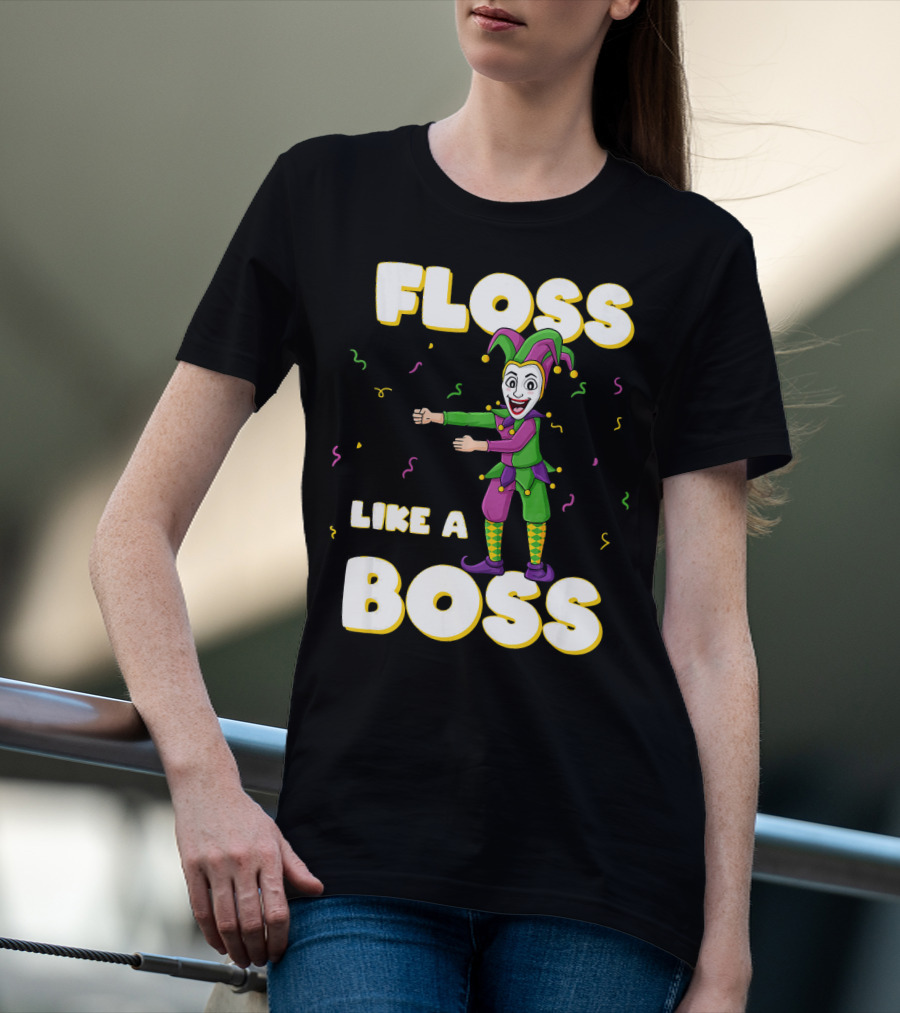 Floss Like A Boss Mardi Gras Joker Floss Jester Festive Dance T-Shirt