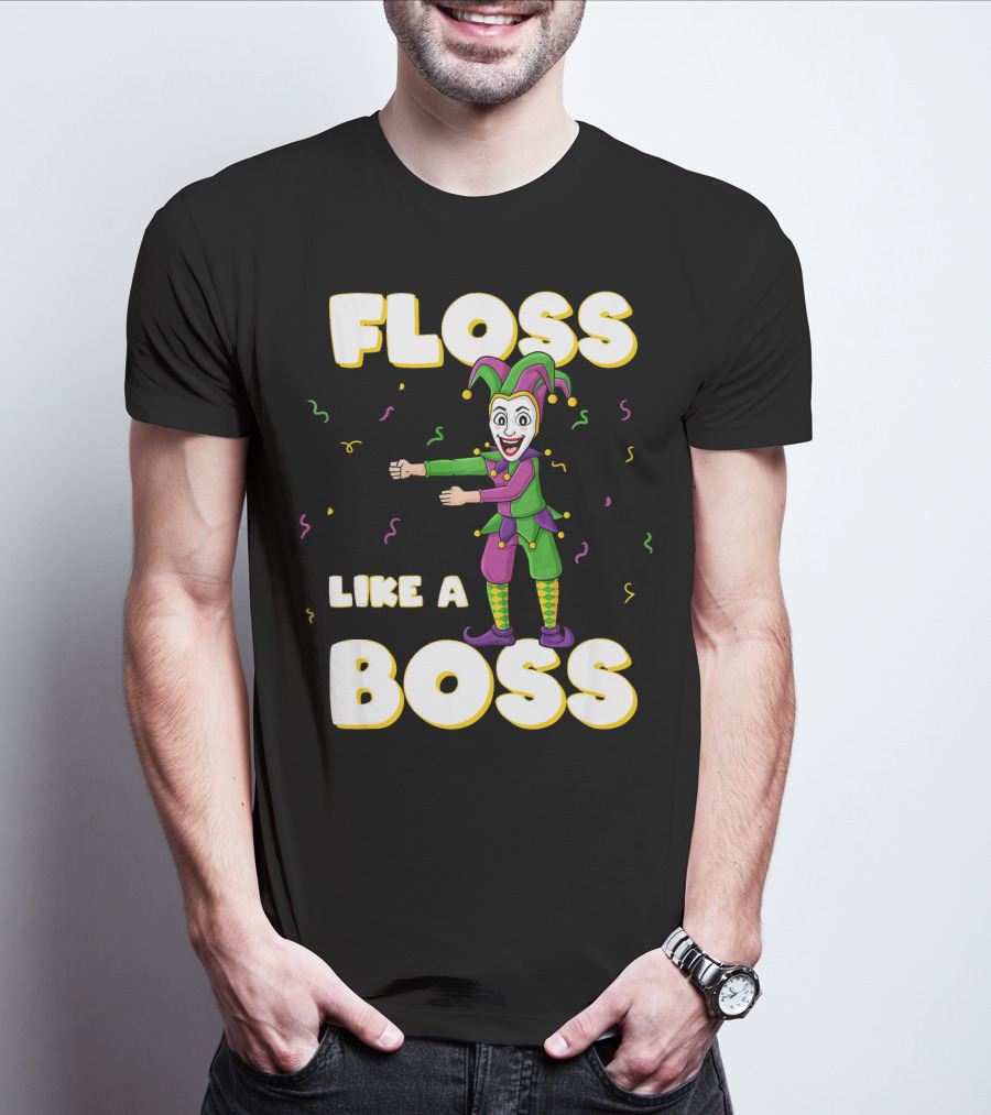 Floss Like A Boss Mardi Gras Joker Floss Jester Festive Dance T-Shirt