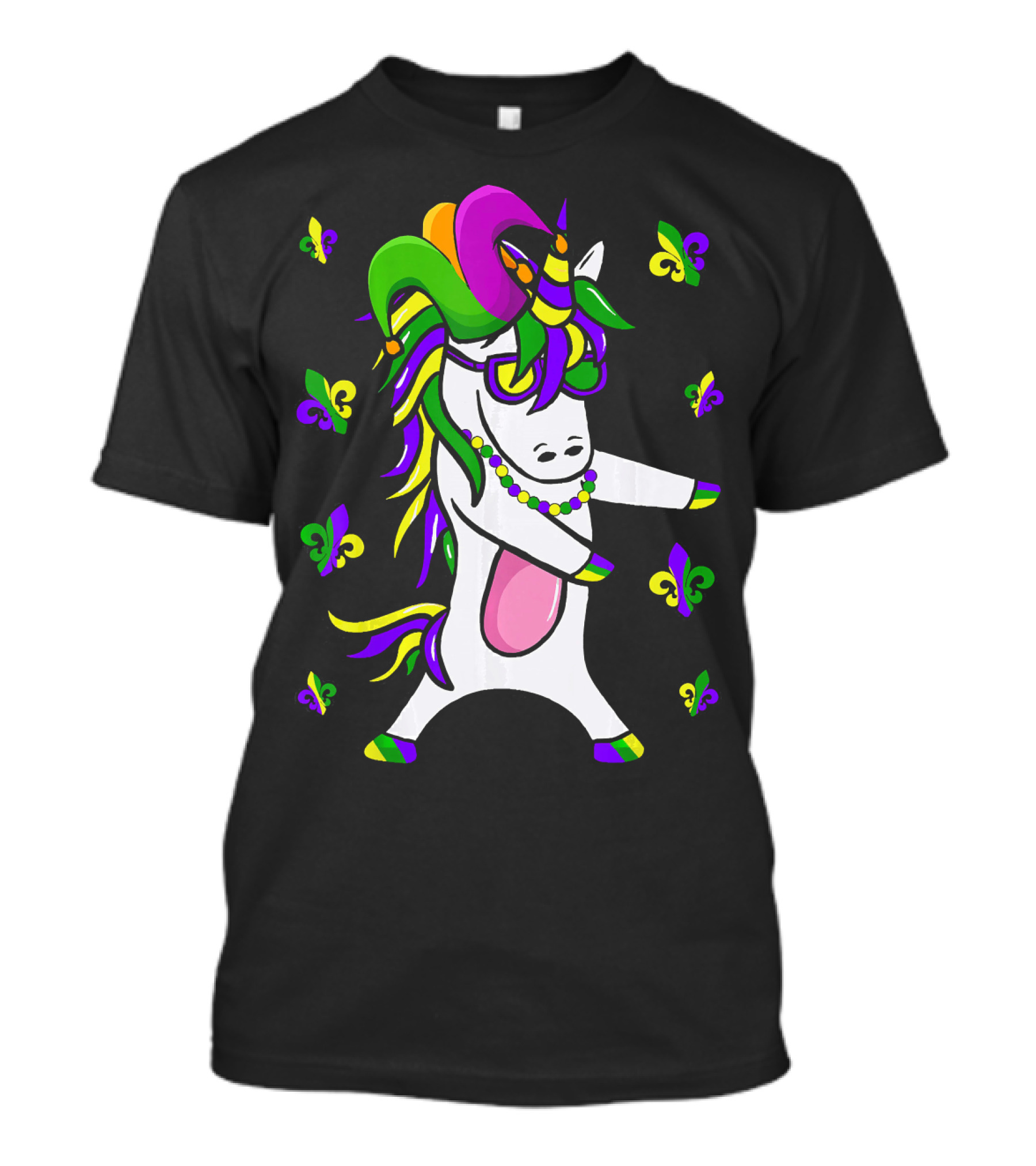 Flossing Unicorn Mardi Gras Floss Fleur De Lis Party T-Shirt