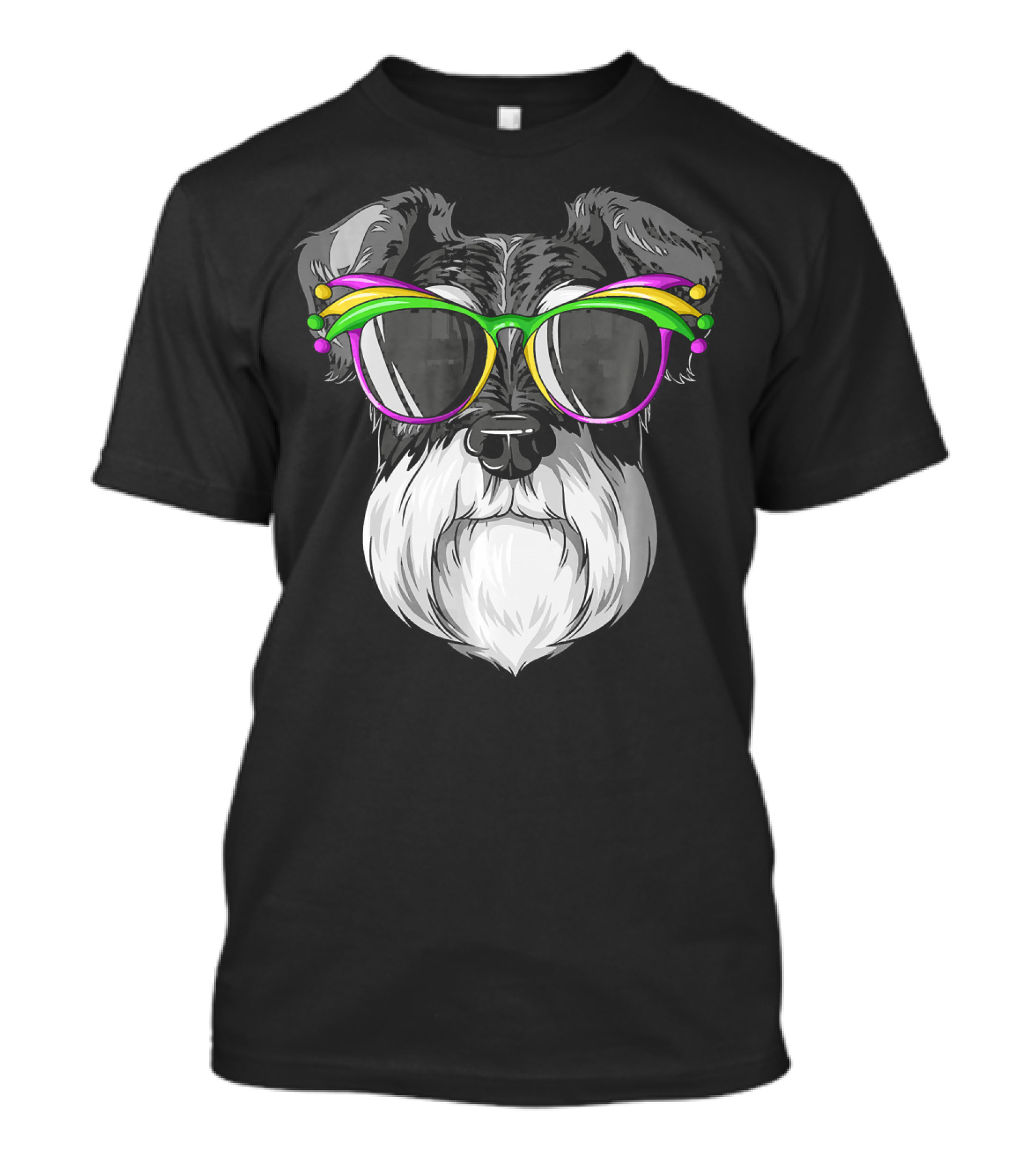 Schnauzer Mardi Gras Carnival Mask Sunglasses T-Shirt