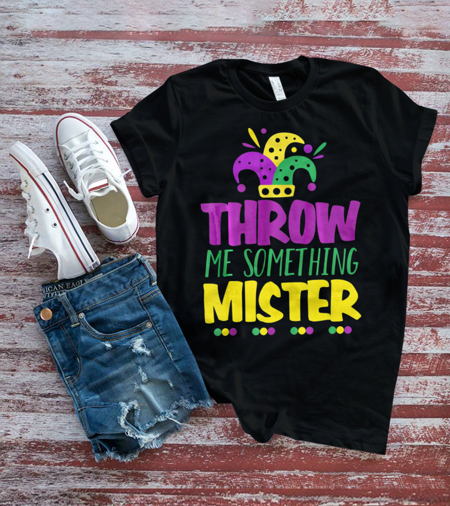 Throw Me Something Mister Mardi Gras Jester Hat Louisiana T-Shirt