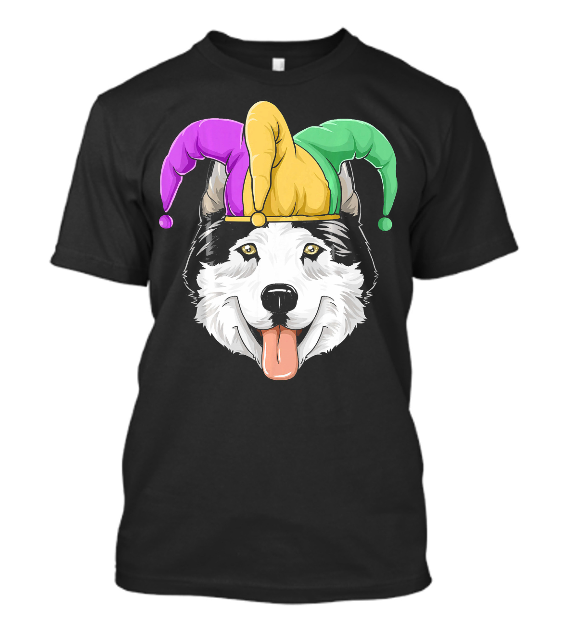 Mardi Gras Husky With Carnival Jester Hat T-Shirt