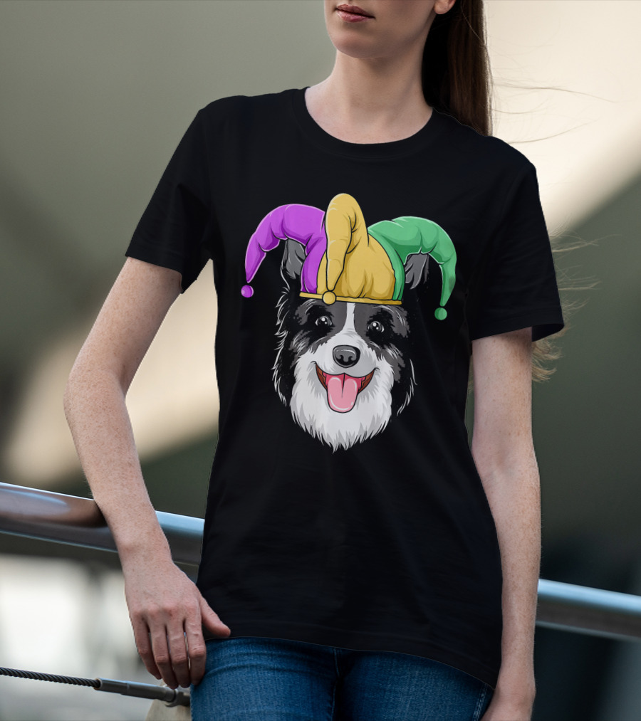 Mardi Gras Jester Hat Collie Carnival T-Shirt