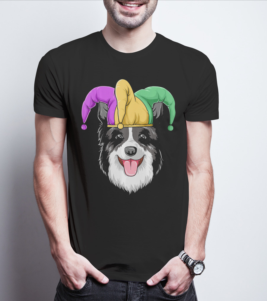 Mardi Gras Jester Hat Collie Carnival T-Shirt