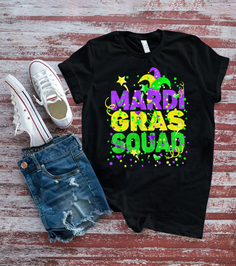 Mardi Gras Squad Stars And Celebration Elements T-Shirt