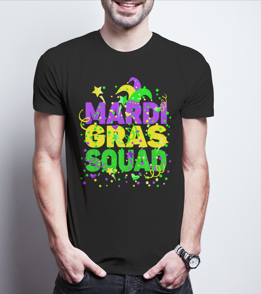 Mardi Gras Squad Stars And Celebration Elements T-Shirt