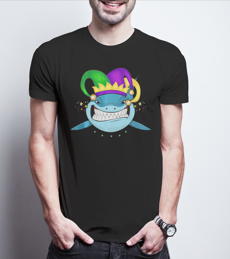 Shark Mardi Gras Jester Hat Festival For Boys And Girls T-Shirt