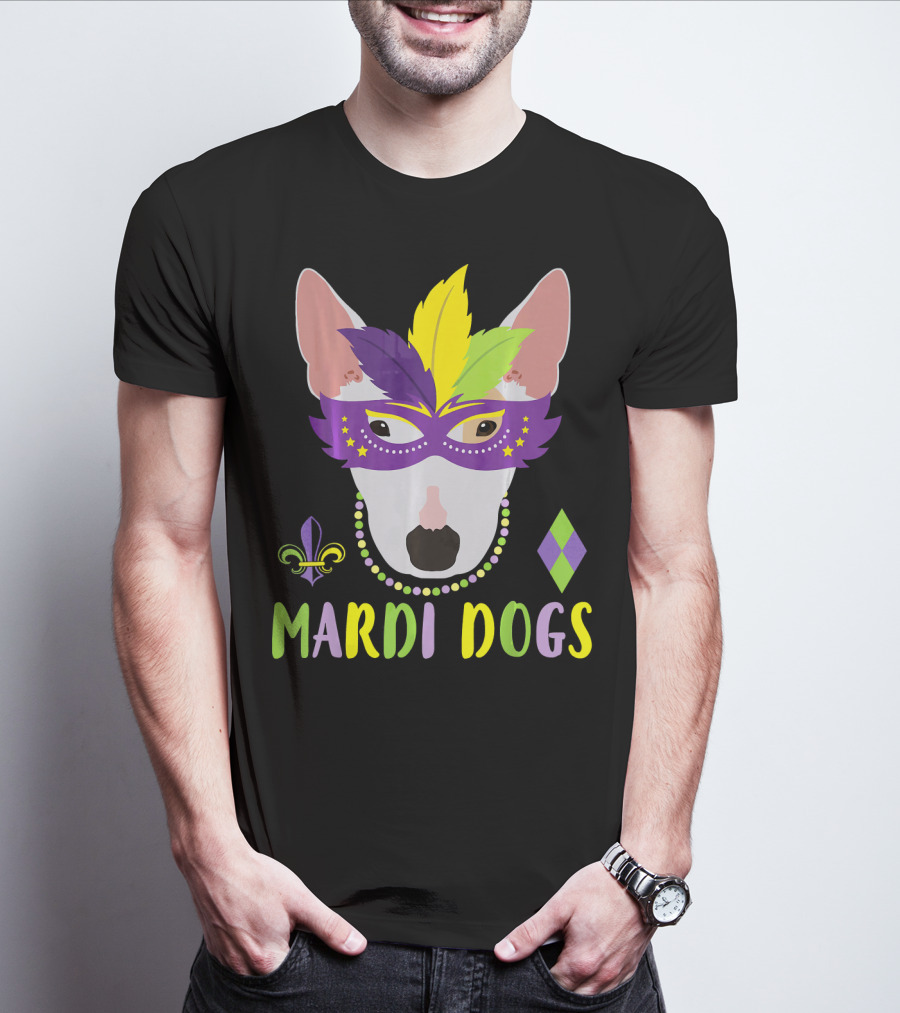 Bull Terrier Mardi Gras Costume Mardi Dogs T-Shirt