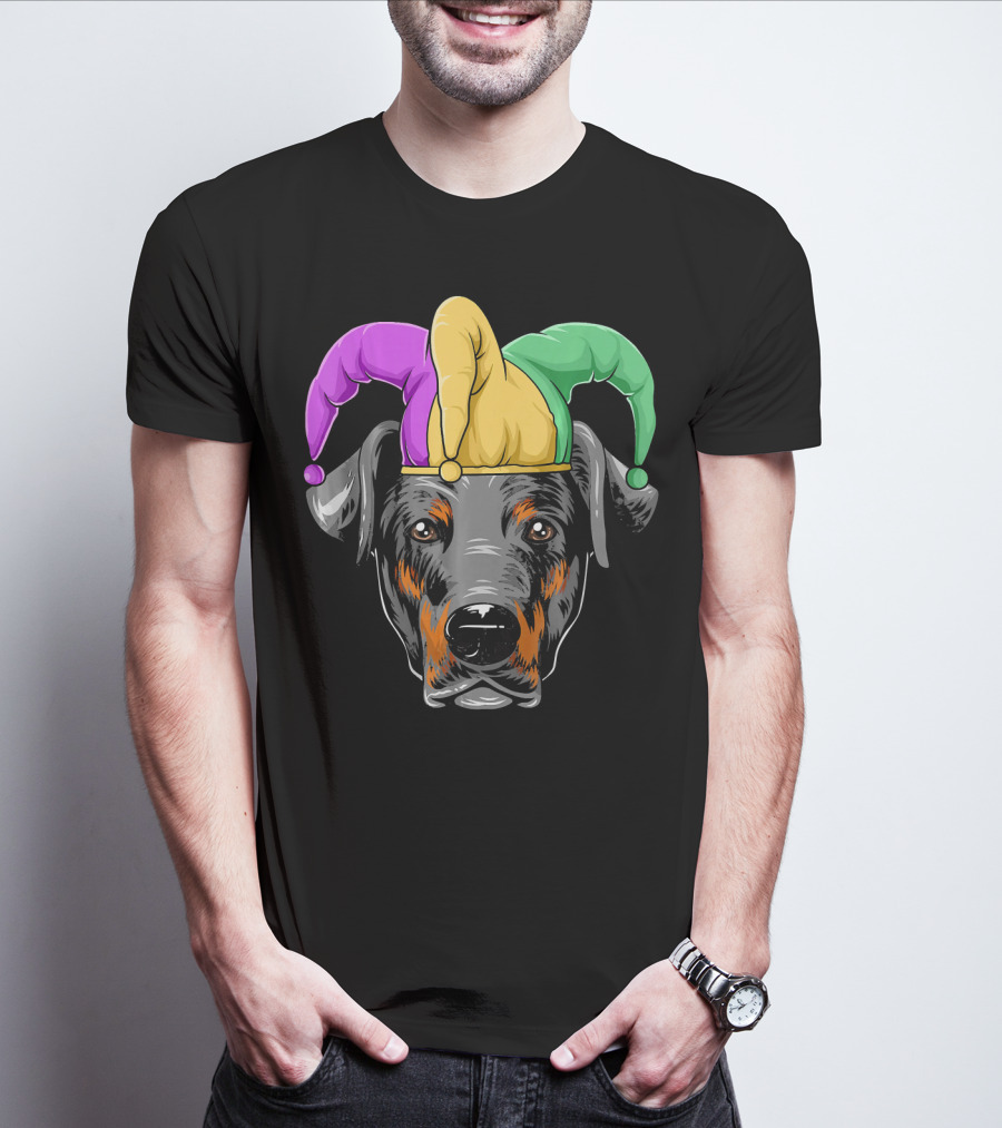 Mardi Gras Doberman Jester Hat Carnival Doberma T-Shirt