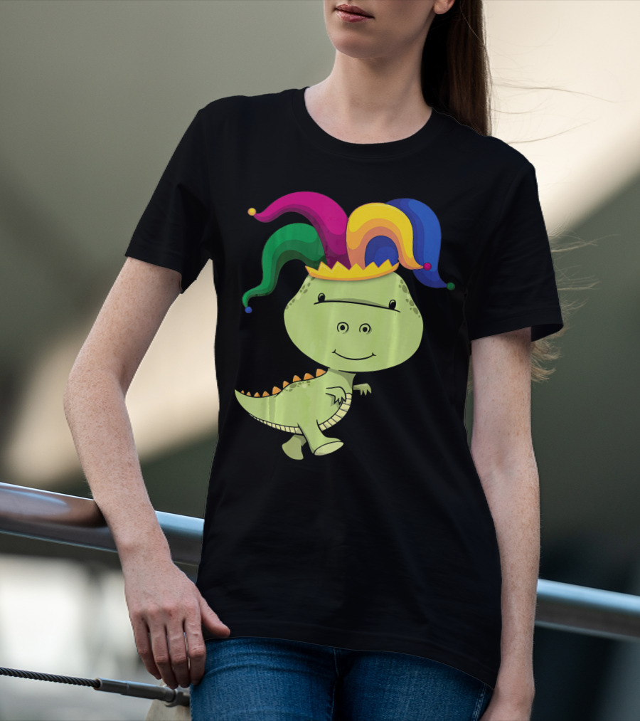 T Rex Dinosaur Jester Hat Mardi Gras T-Shirt