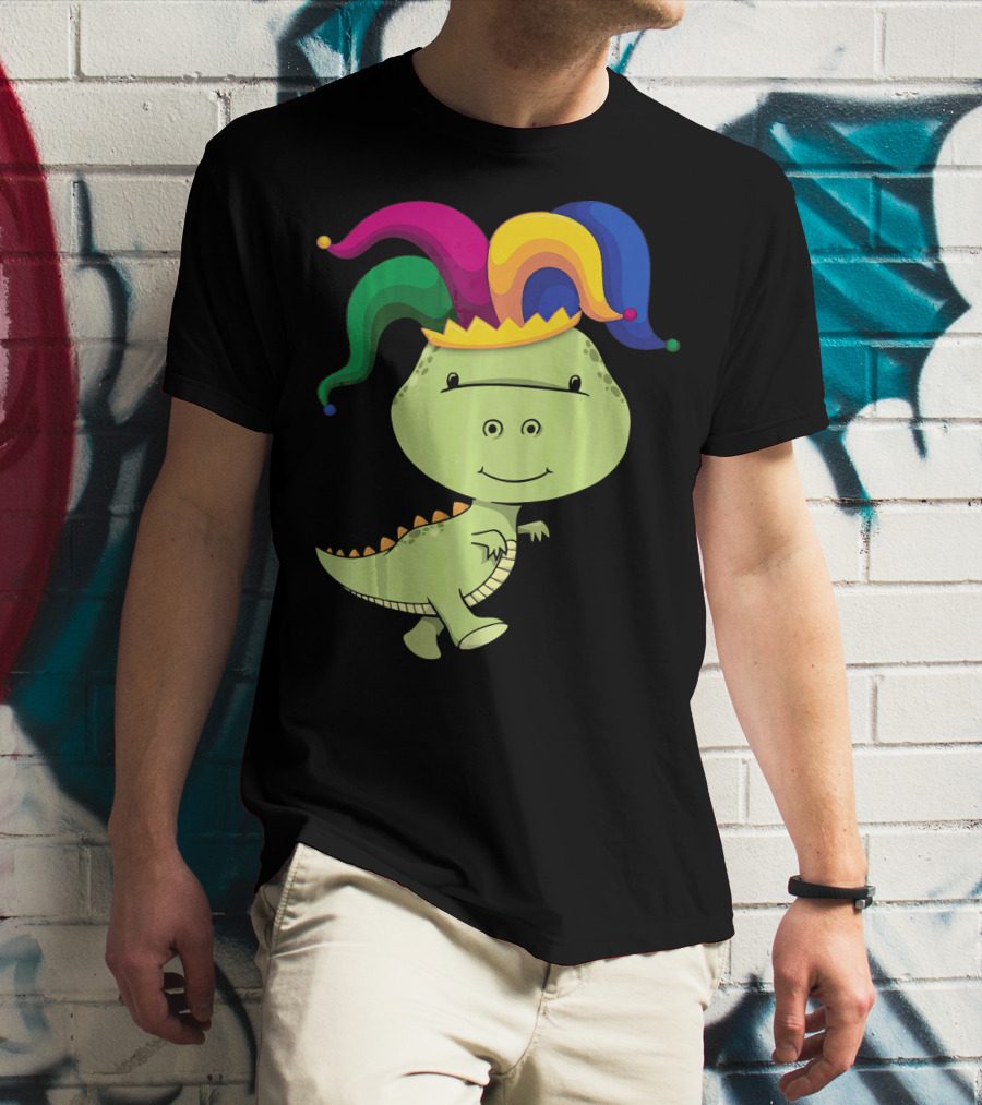 T Rex Dinosaur Jester Hat Mardi Gras T-Shirt