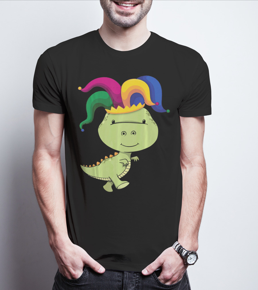T Rex Dinosaur Jester Hat Mardi Gras T-Shirt