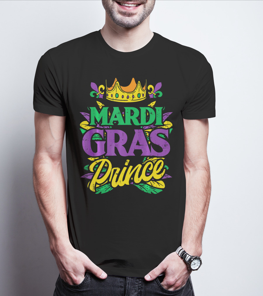 Mardi Gras Prince Crown Fleur-de-Lis Funny Carni T-Shirt