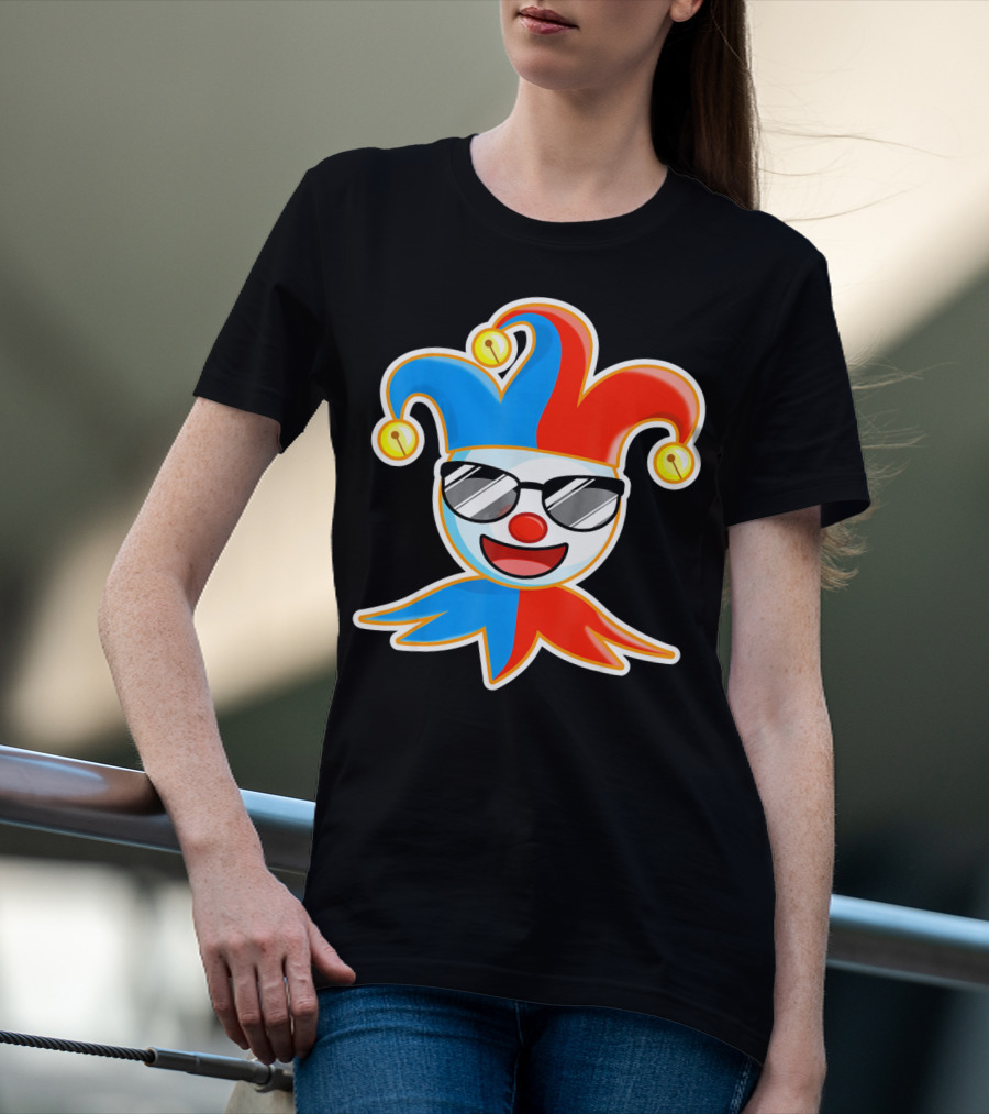Joker Sunglasses Laughing Clown Jester Hat T-Shirt