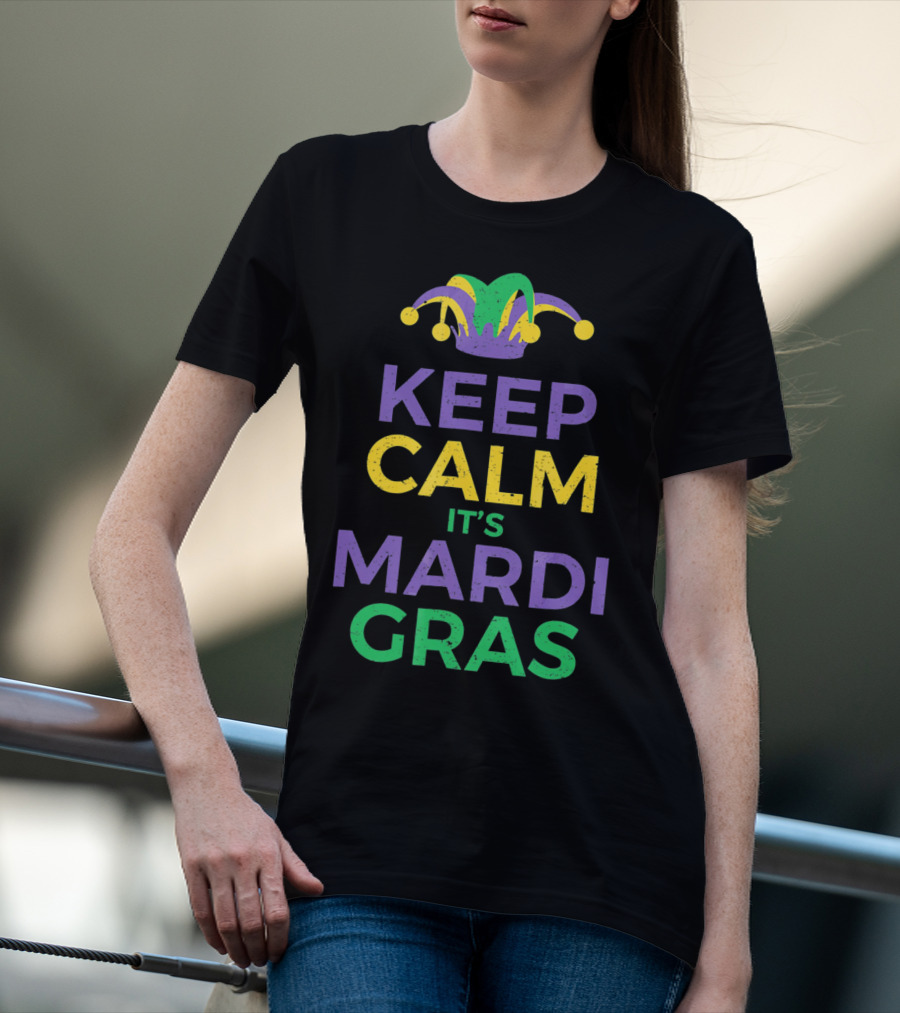 Keep Calm It's Mardi Gras Joker Hat Party T-Shirt