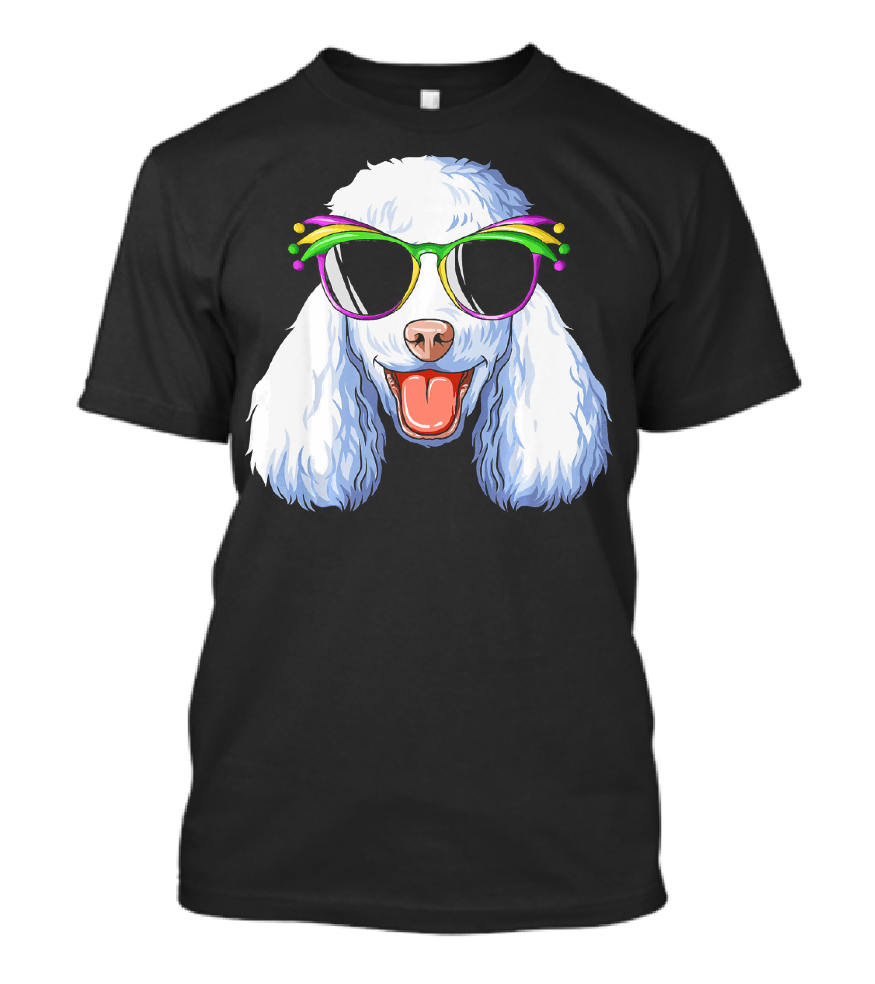 Poodle Mardi Gras Carnival Mask Sunglasses Happy Poodle T-Shirt