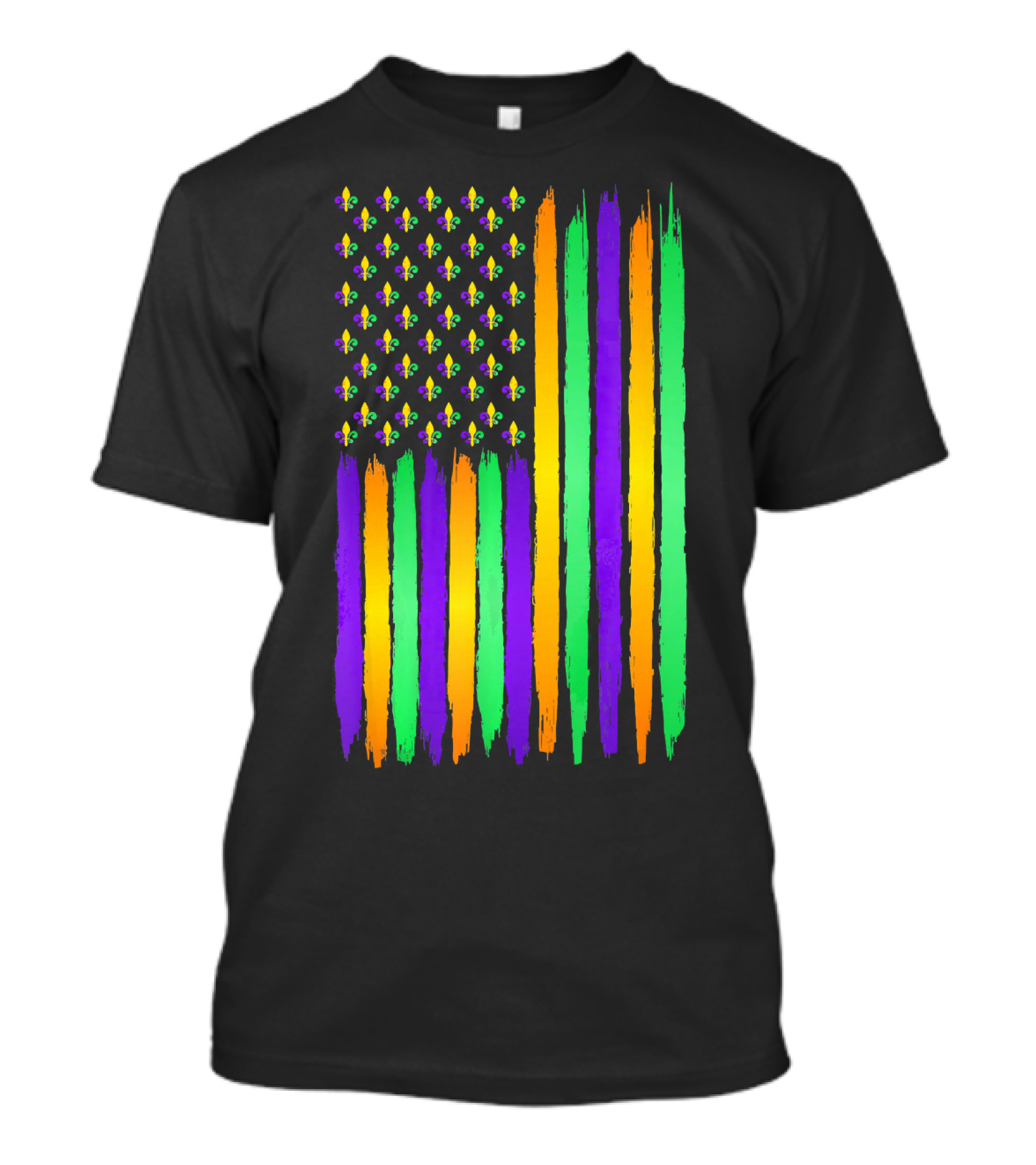 American Flag Fleur De Lis USA Flag Mardi Gras Colors T-Shirt