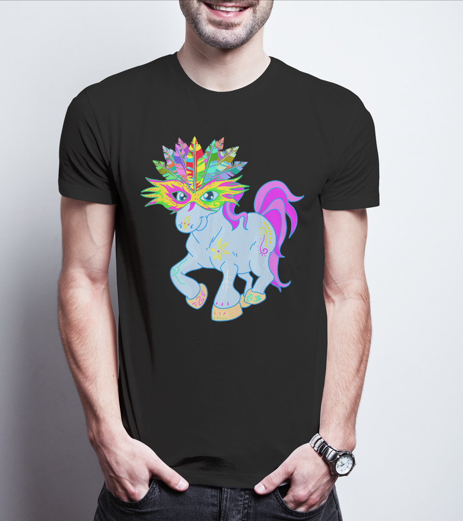 Mardi Gras Unicorn Mask Shrove Tuesday Horse T-Shirt