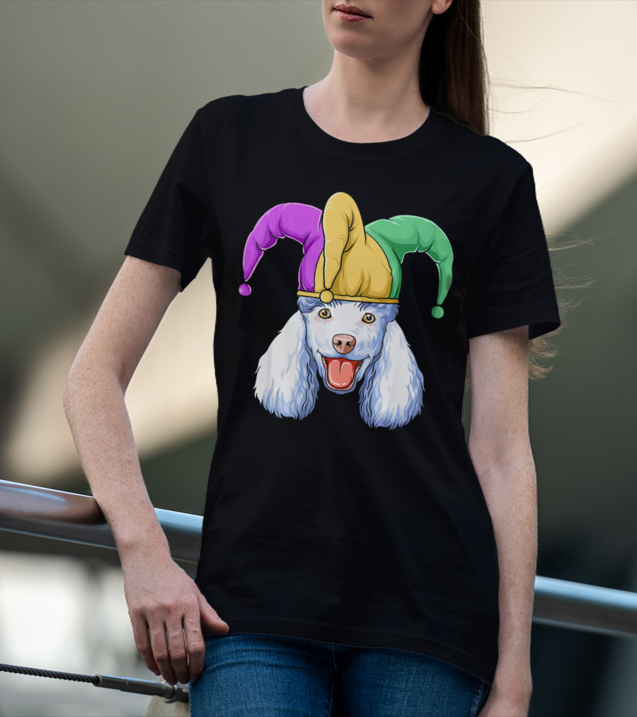 Mardi Gras Poodle Jester Hat Carnival Poodle T-Shirt