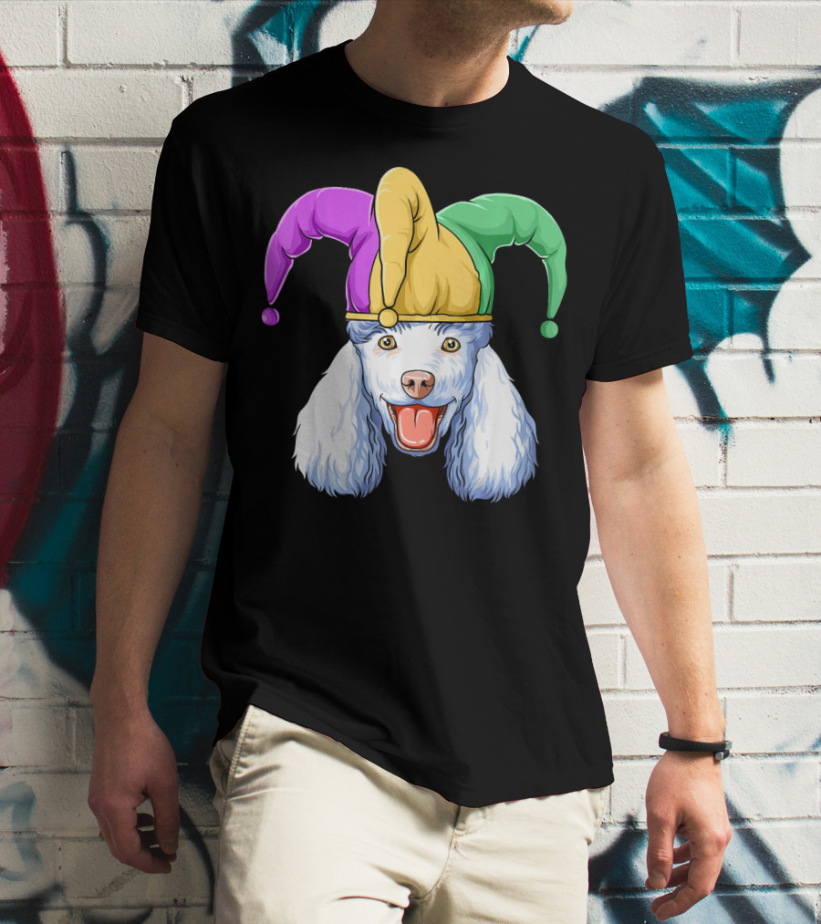 Mardi Gras Poodle Jester Hat Carnival Poodle T-Shirt
