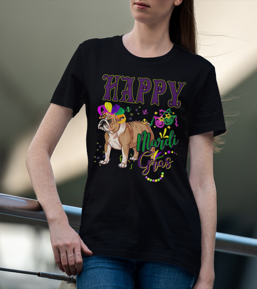 Happy Mardi Gras English Bulldog T-Shirt