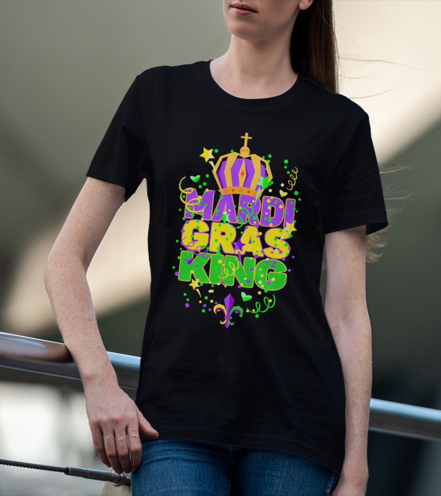 Mardi Gras King Crown Colorful T-Shirt