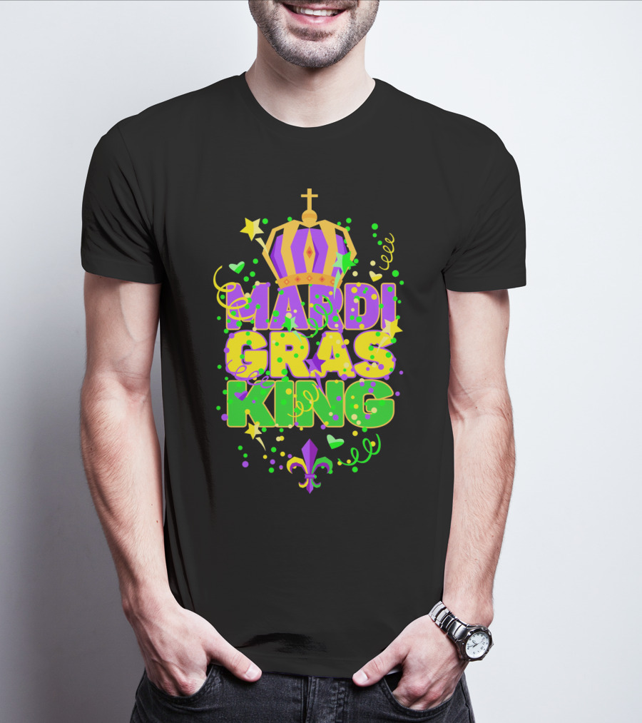 Mardi Gras King Crown Colorful T-Shirt