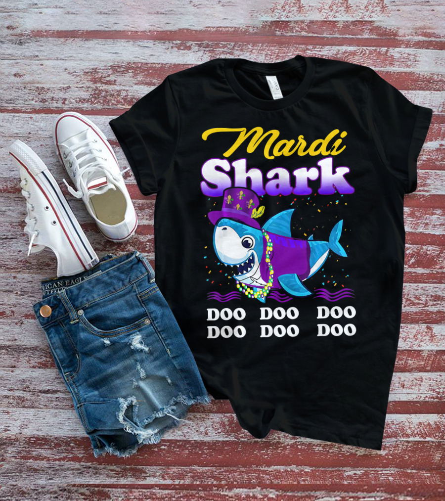 Mardi Shark Doo Doo Doo Doo Funny Mardi Gras T-Shirt
