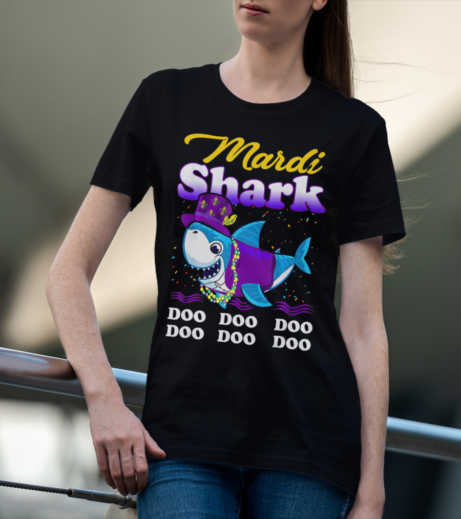 Mardi Shark Doo Doo Doo Doo Funny Mardi Gras T-Shirt