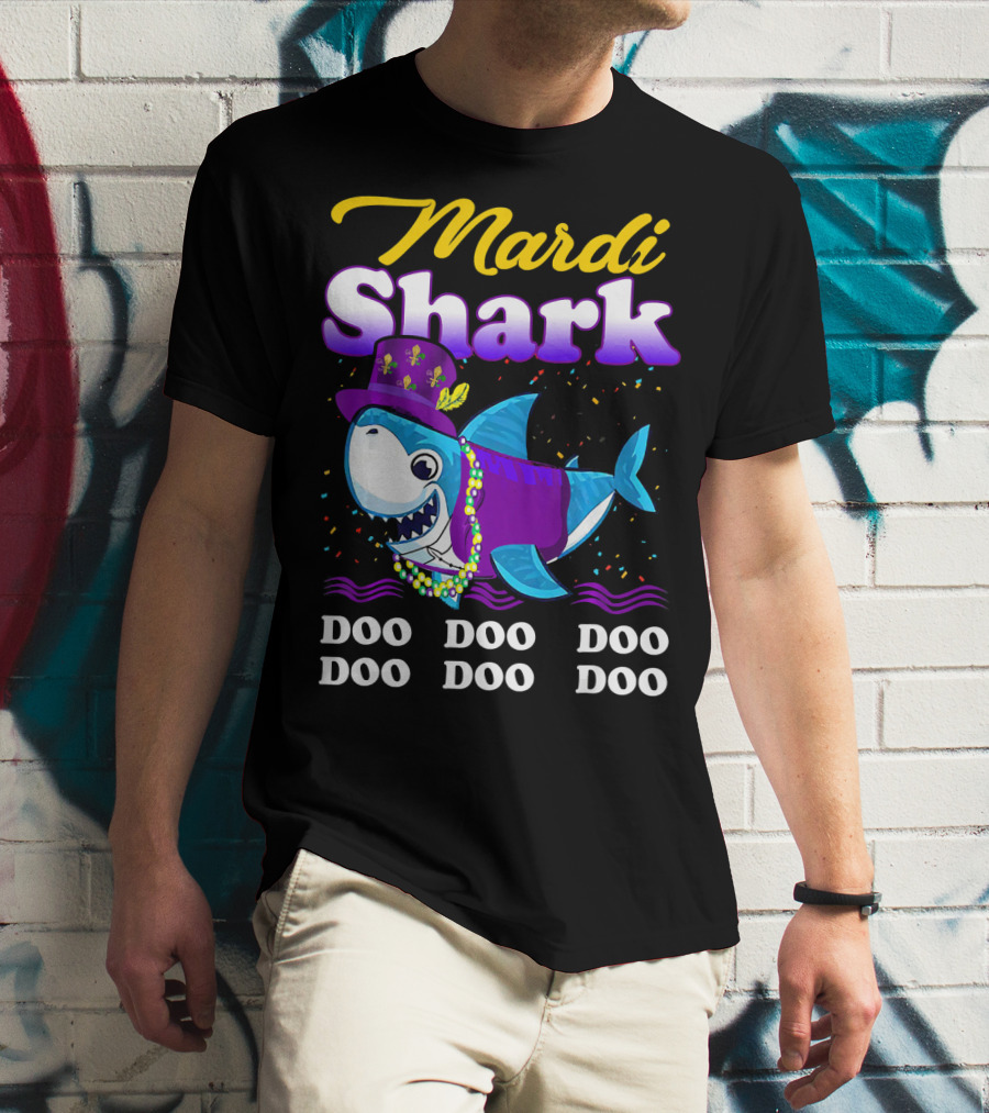 Mardi Shark Doo Doo Doo Doo Funny Mardi Gras T-Shirt