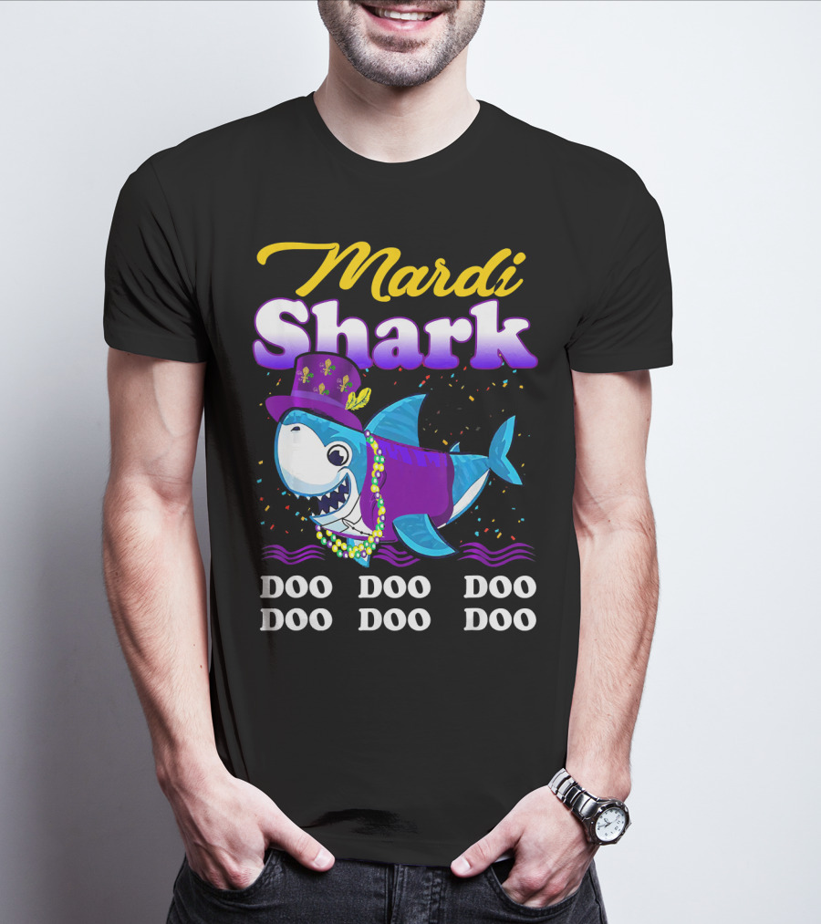 Mardi Shark Doo Doo Doo Doo Funny Mardi Gras T-Shirt
