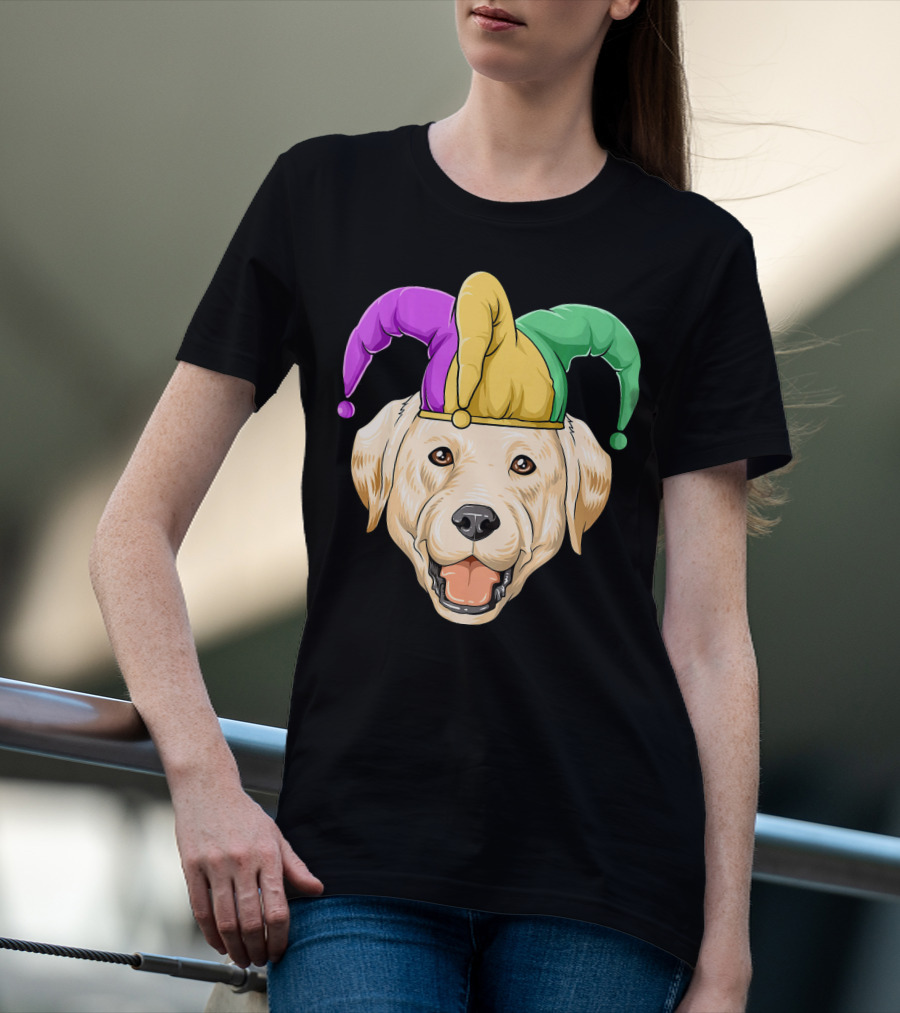 Mardi Gras Labrador In Jester Hat Carnival T-Shirt
